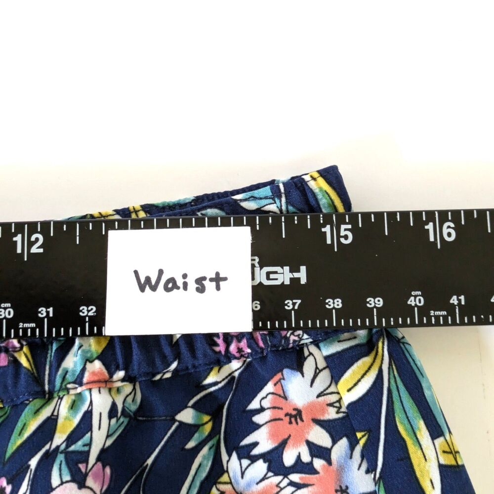 Talbots Floral A-Line Skirt 8 Blue Pink Pockets Elastic Waist Knee Length Spring - Picture 8 of 10